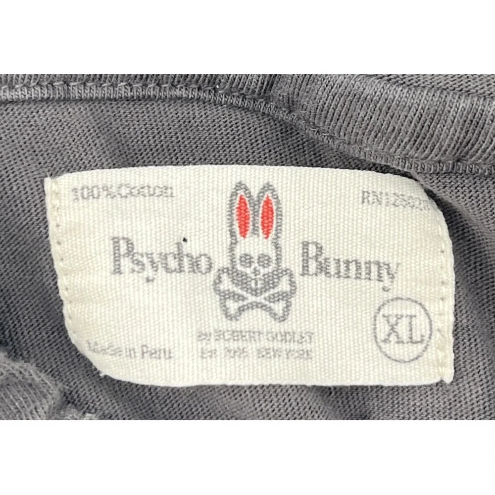 Psycho Bunny XL Gray Pullover‎ Hoodie Henley Long Sleeve Kangaroo Pocket Cotton